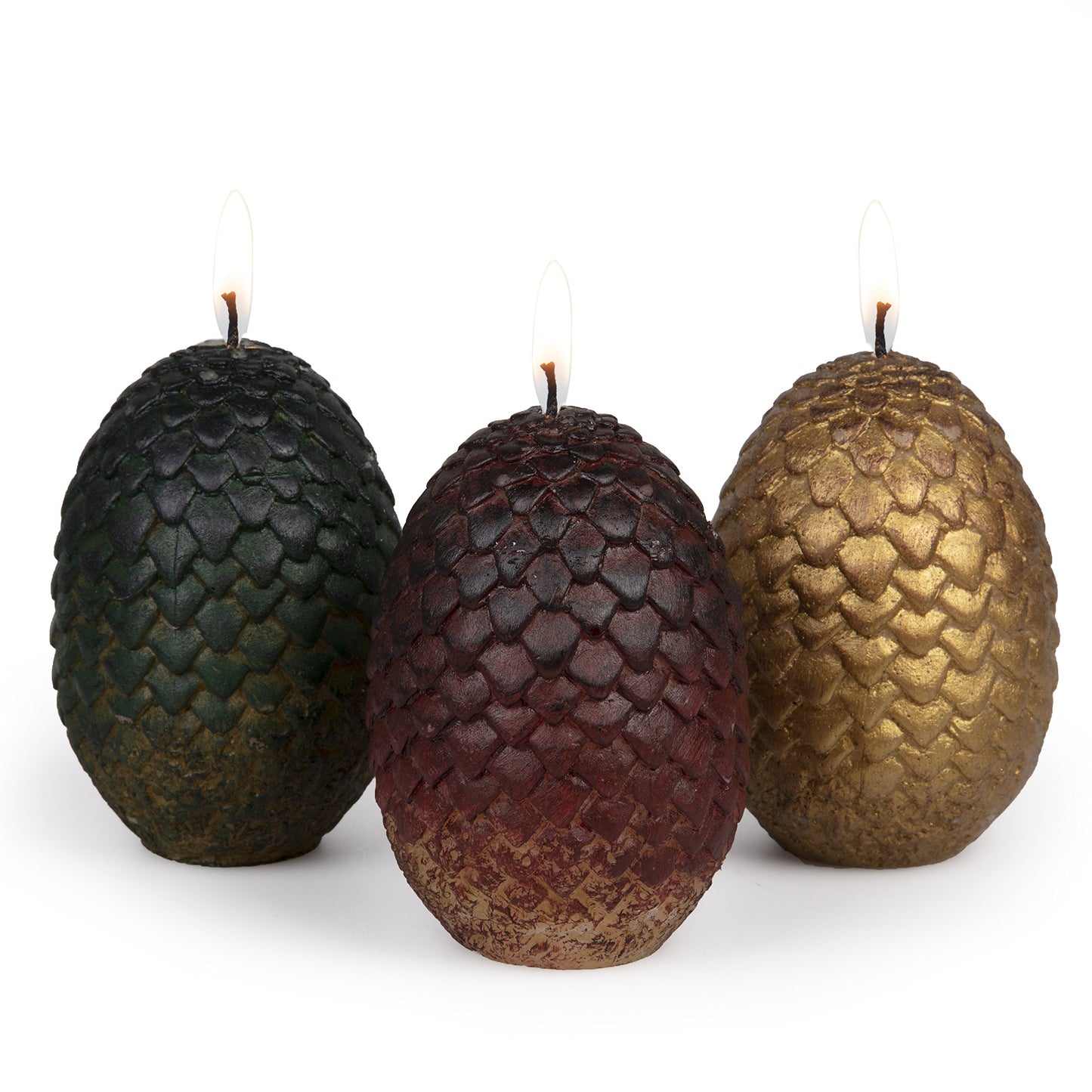 Game of Thrones Dragon Egg Replica Candles, Set of 3 - Officially Licensed Merchandise - Gift for GoT, House of The Dragon, Iron Flame, Romantasy Book Fans, Men, Women - Unscented, 2.5" Each