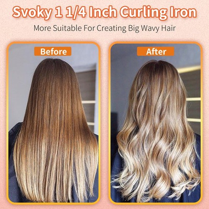 Svoky 1 1/4 Inch Extra Long Curling Iron with Ceramic Barrel, Professional Long Barrel Wand Curling Iron for Long Hair