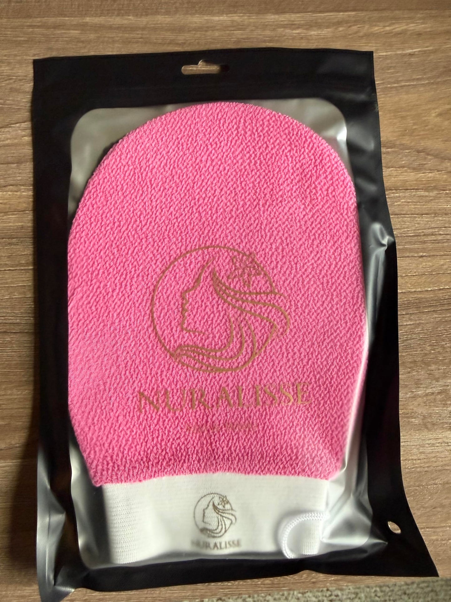 Nuralisse Skincare Premium Exfoliating Mitt – Vegan Viscose exfoliating Kessa Glove for Self-Tan Removal, Keratosis Pilaris & Smooth, Radiant Skin (Pink, 1 Mitt)