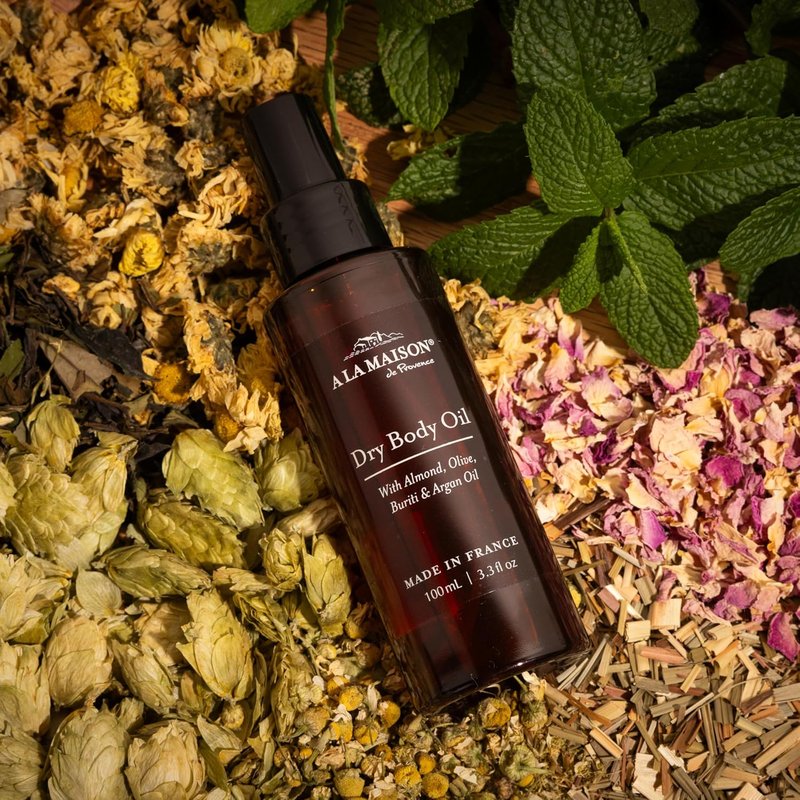 Dry Body Oil Spray - Lightweight Moisturizing After-Shower Oil with Argan, Sweet Almond & Buriti Oils | 3.3 oz - Amber Collection