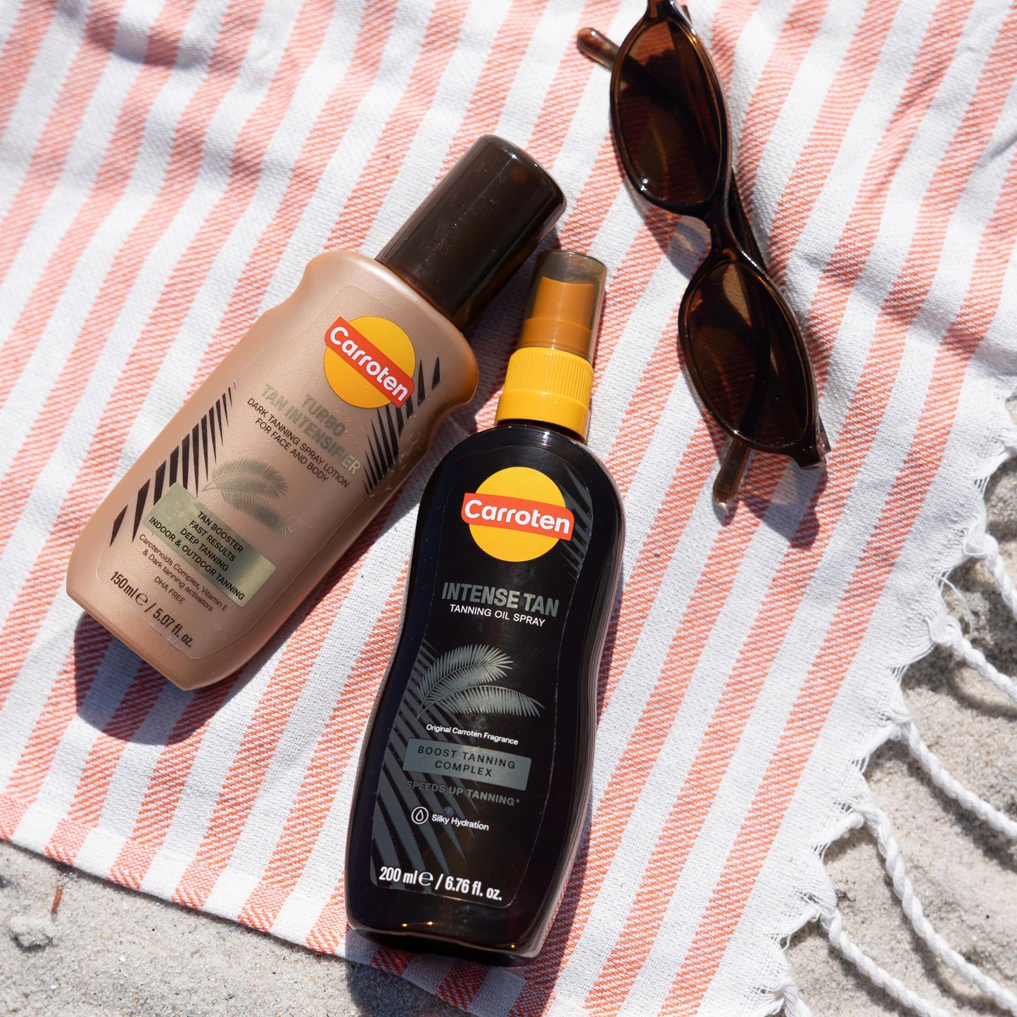 Carroten Turbo Tan Intensifier | Tanning Primer for Fast Long-lasting Results | Deep Tanning Spray Lotion for Face & Body | Quick-Drying, Lightweight Hydration | Made in Greece | 5 oz + Wipe
