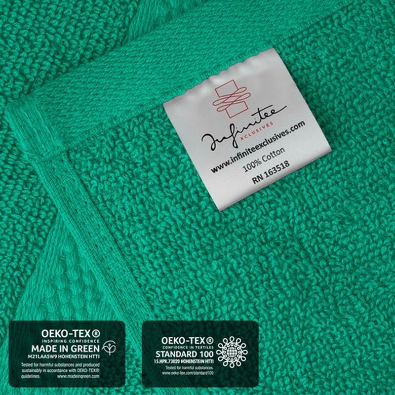 Infinitee Xclusives Premium Wash Cloths for Showering [13x13] – 100% Cotton Washcloths [Pack of 12], Soft and Absorbent Face Towels for Bathroom Wash Clothes, Gym, and Spa |Vivid Green|