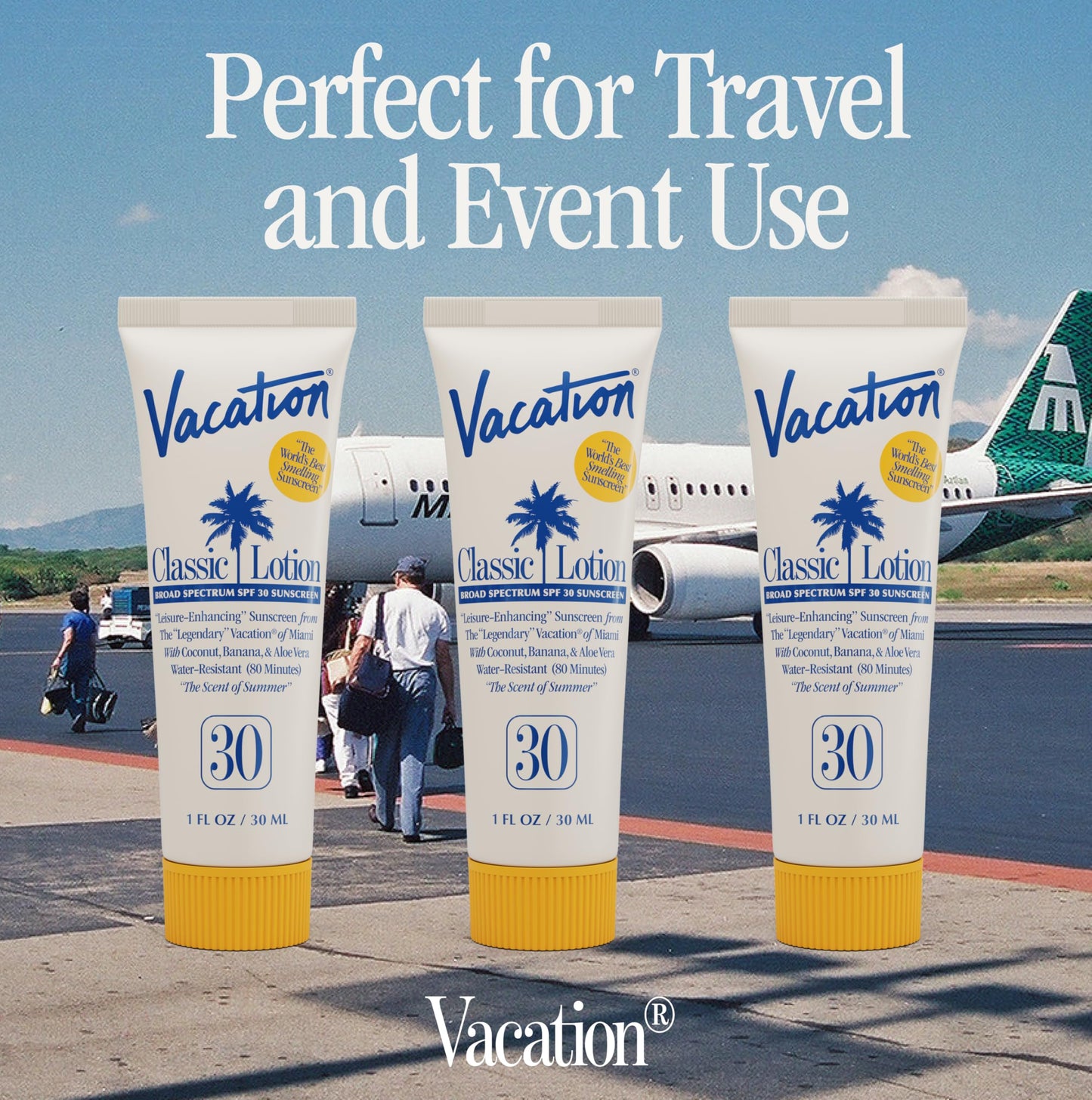 Vacation Mini Classic SPF 30 Sunscreen Lotion, 1 Fluid Ounce, Pack of 24 - Invisible, No White Cast, Water-Resistant, Vegan, Dermatologist-Tested, Travel Size