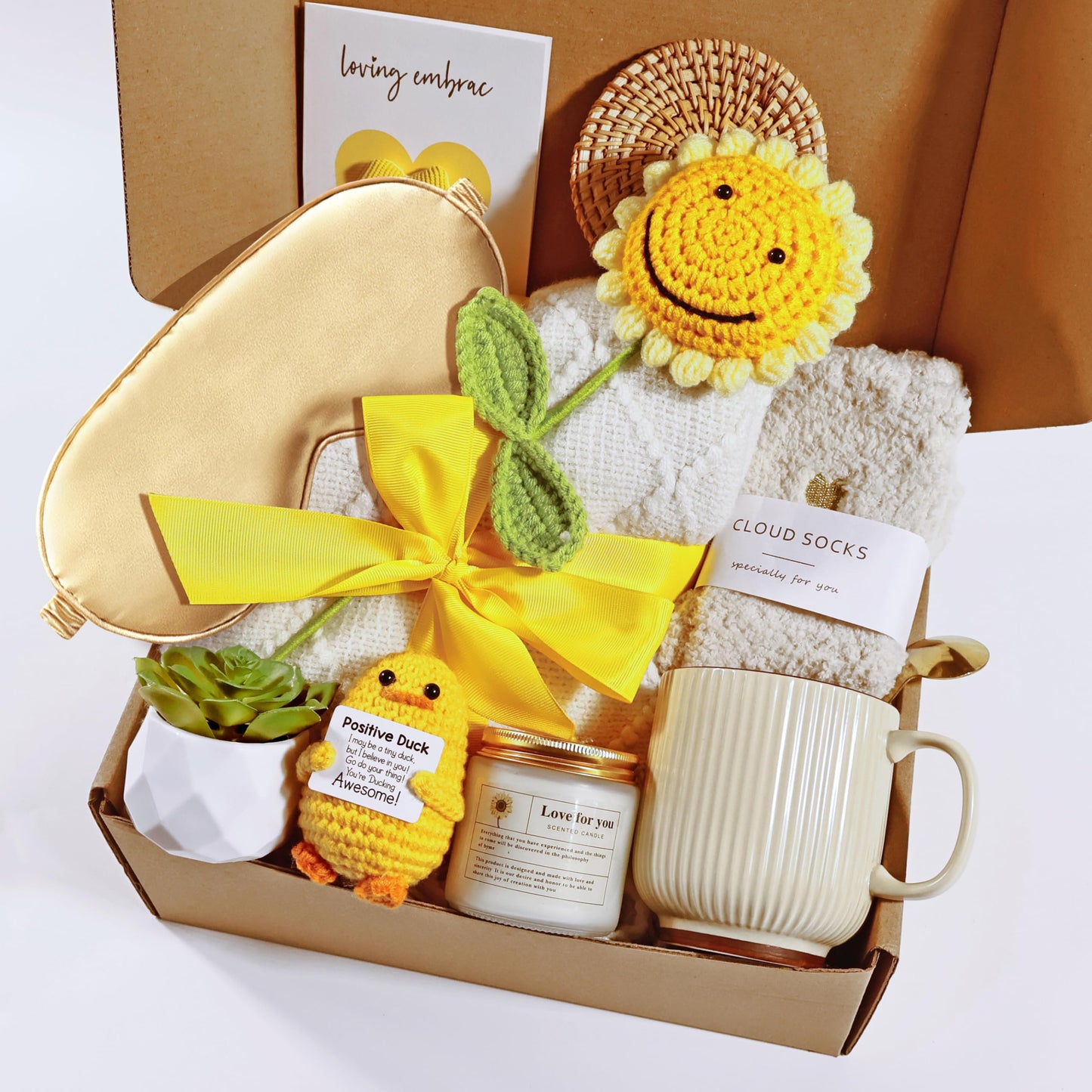 PERFECTMOFEI Get Well Soon Gift Baskets for Women, Unique Birthday Gifts for Women,Sympathy Gifts, Care Package Sending Sunflower Box Thinking of You for Mom Wife Sister Best Friends Teen Girls