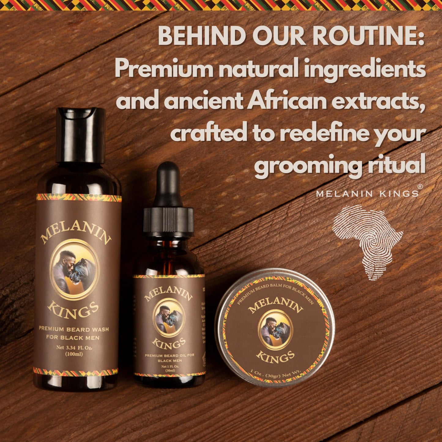 Melanin Kings Beard Grooming Kit for Men - Formulas With Ancient African Natural Ingredients | Beard Wash, Oil, Balm, Brush, Comb, Trimming Scissors