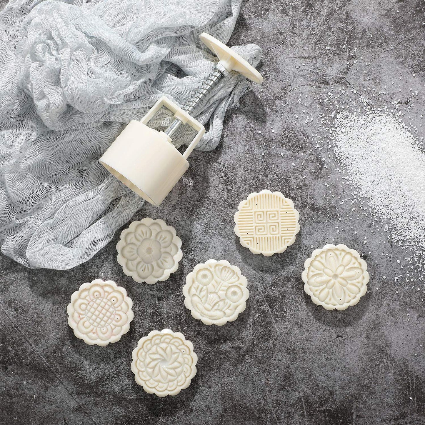 Boao 14 Pieces Bath Bomb Mold Kit Plastic Moon Cake Flowers Mold Supplies Press Includes 2 Pcs Shower Steamer Bath Bombs Press with 12 Pieces Stamps for Supply Making DIY Tools