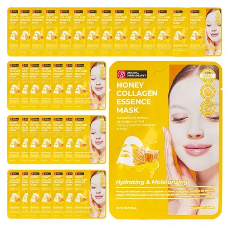 Innerest Original Derma Beauty Collagen Face Masks 24 PK Hydrating & Moisturizing Honey Face Mask Skin Care Sheet Masks Set for Beauty & Personal Care Korean Face Mask