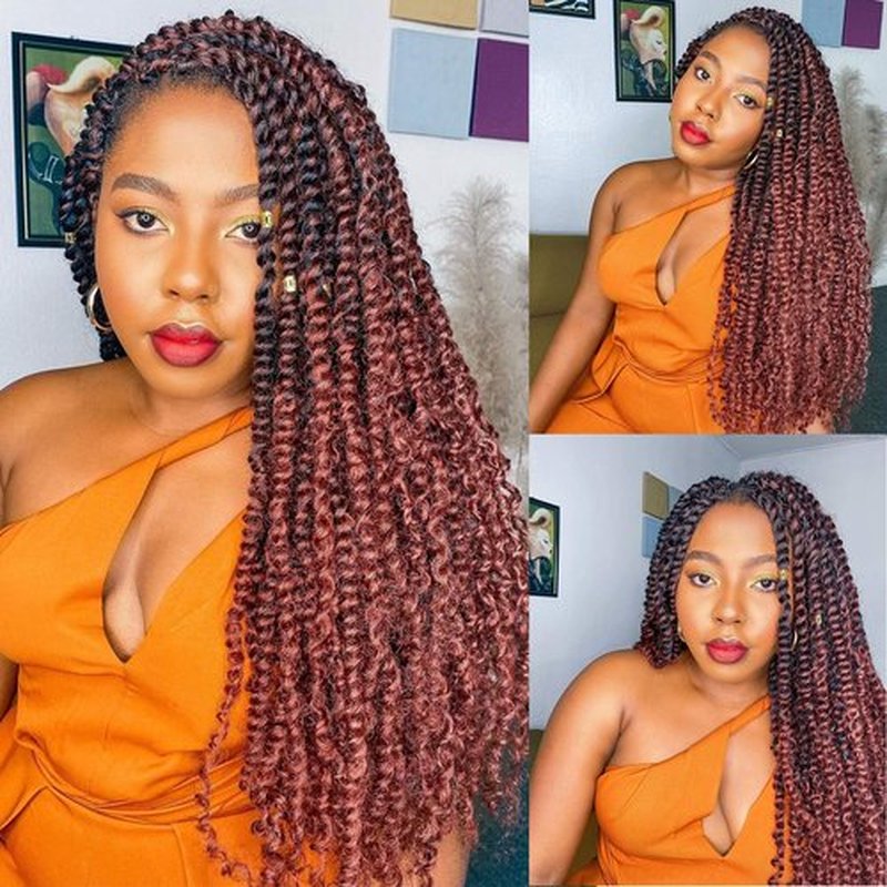Karida Passion Twist Hair 24 inch, 6 Packs Passion Twist Crochet Hair Pre Looped, Pre Twisted Passion Twist Curly Crochet Hair For Black Women (24 Inch, T350#)