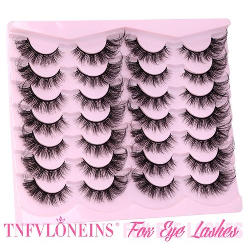 False Eyelashes Cat Eye Lashes Wispy Mink Lashes Natural 14 Pairs Fluffy Fake Eyelashes Pack Strip Lashes Fox Eye False Lashes by TNFVLONEINS