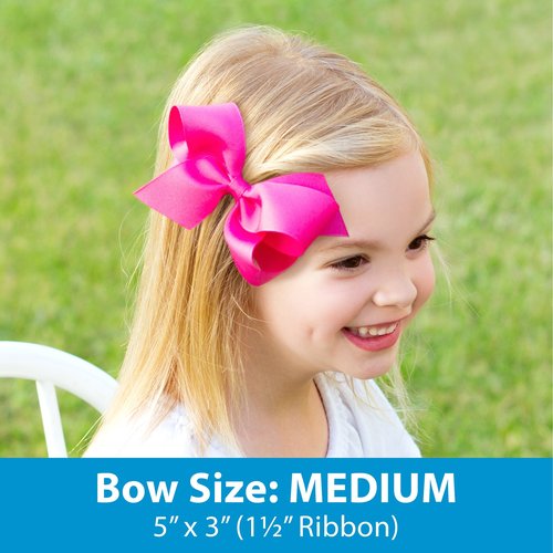 Wee Ones Girls' Classic Grosgrain Hair Bow on a Wrapped Headband, Stylish For All Hair Types, Medium Bow, Gray