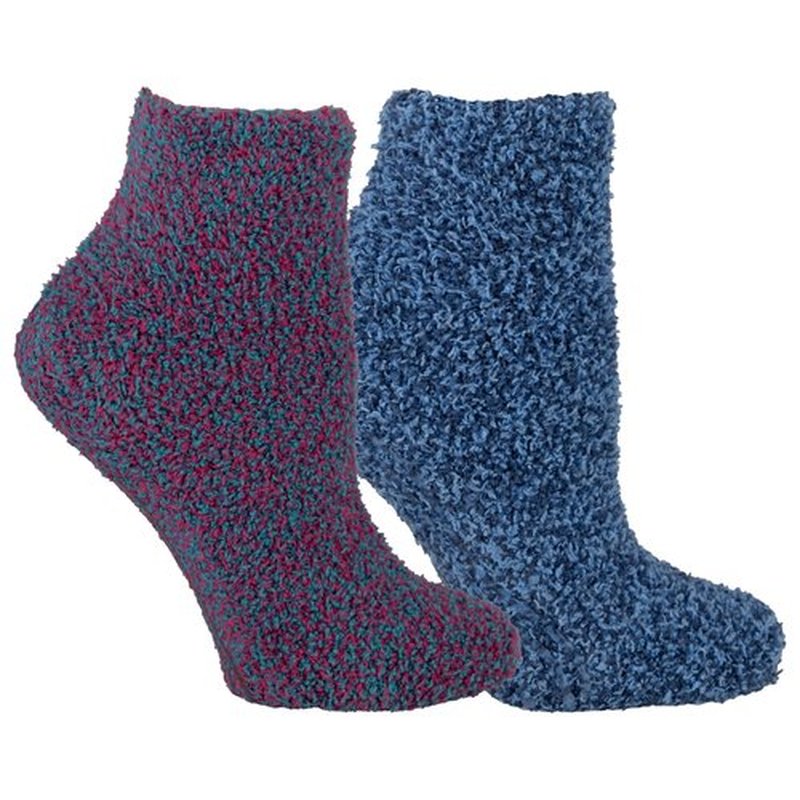 Dr. Scholl's Women's 2 Pack Soothing Spa Low Cut Lavender + Vitamin E Socks with Silicone Treads, Blue, Shoe Size: 4-10