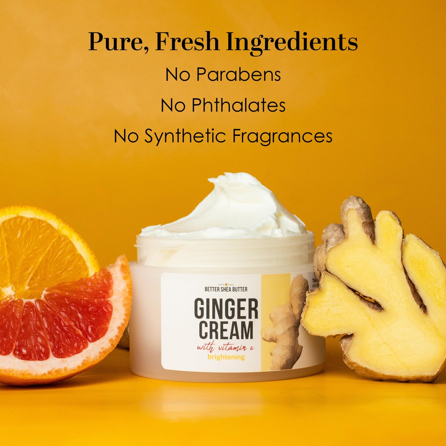 Vitamin C Lotion for Body - Ginger Brightening Cream with Shea Butter, Cupuacu Butter & Squalane - For Dull, Dry Skin - Naturally Scented with Essential Oils, No Synthetic Fragrance