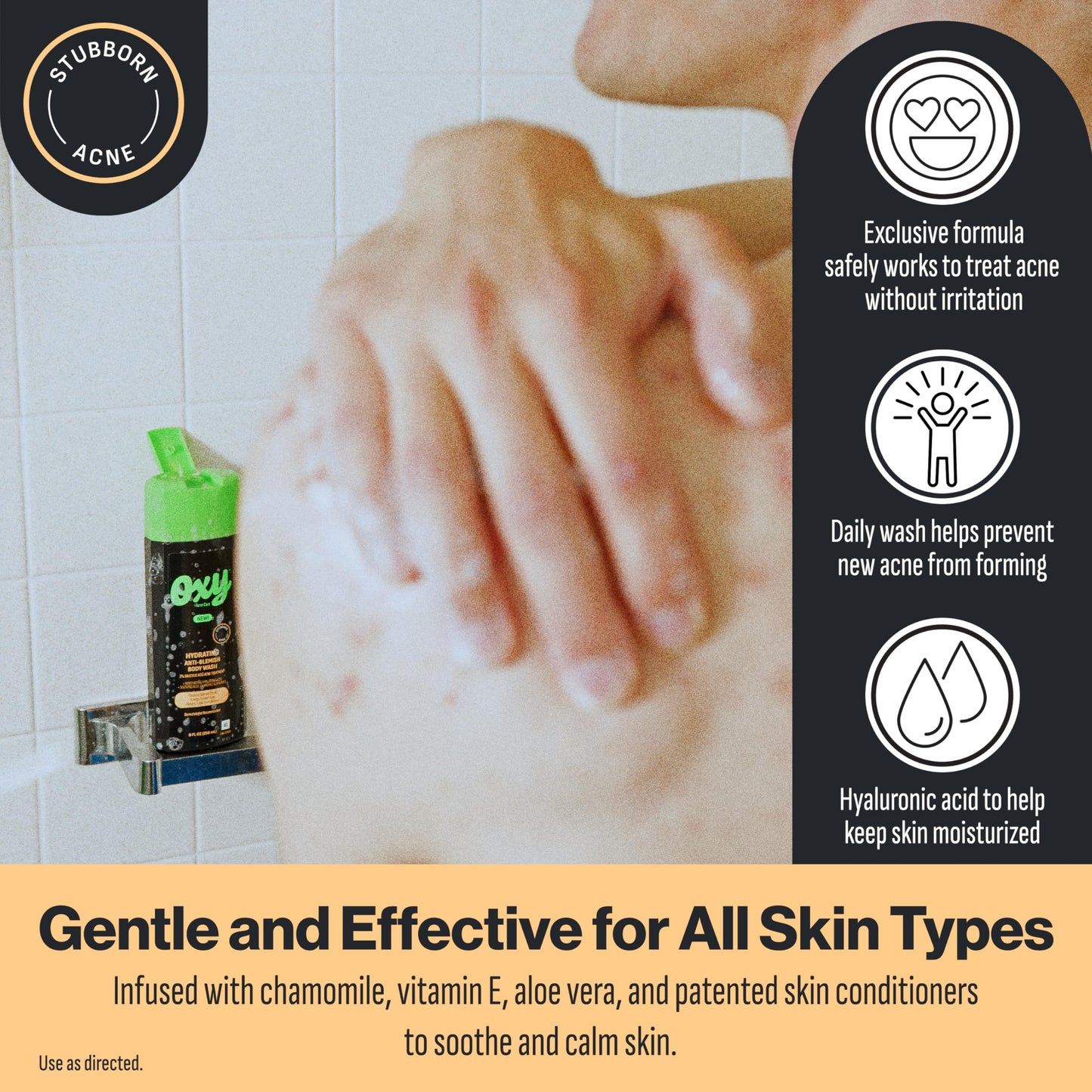 Oxy Stubborn Acne Anti-Blemish Body Wash For Teens, 2% Salicylic Acid, Hydrating Face & Body Wash Clears & Prevents Breakouts, Fast-Acting Acne Treatment, Dermatologist Recommended, 9 fl oz