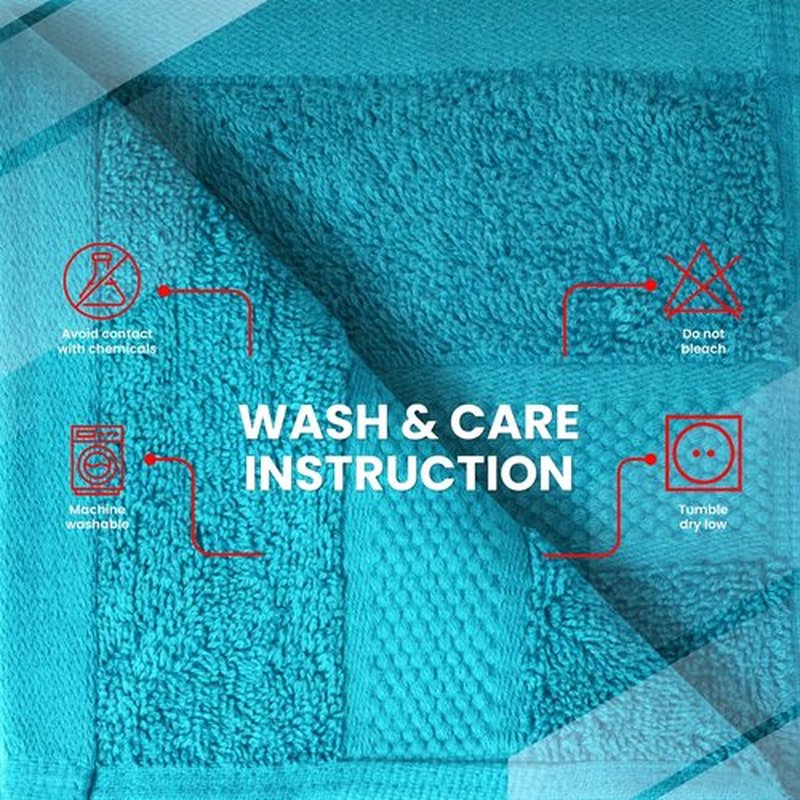 Infinitee Xclusives Premium Wash Cloths for Showering [13x13] – 100% Cotton Washcloths [Pack of 12], Soft and Absorbent Face Towels for Bathroom Wash Clothes, Gym, and Spa |Serene Teal|