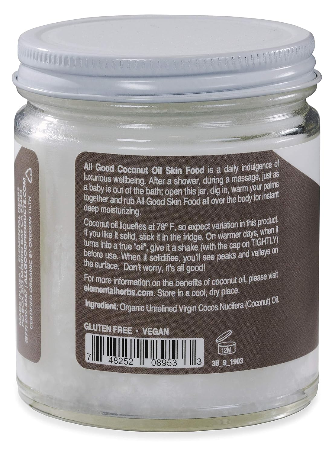 Organic Coconut Oil Skin Food - Natural Moisturizer & Vegan Skincare (2-Pack)