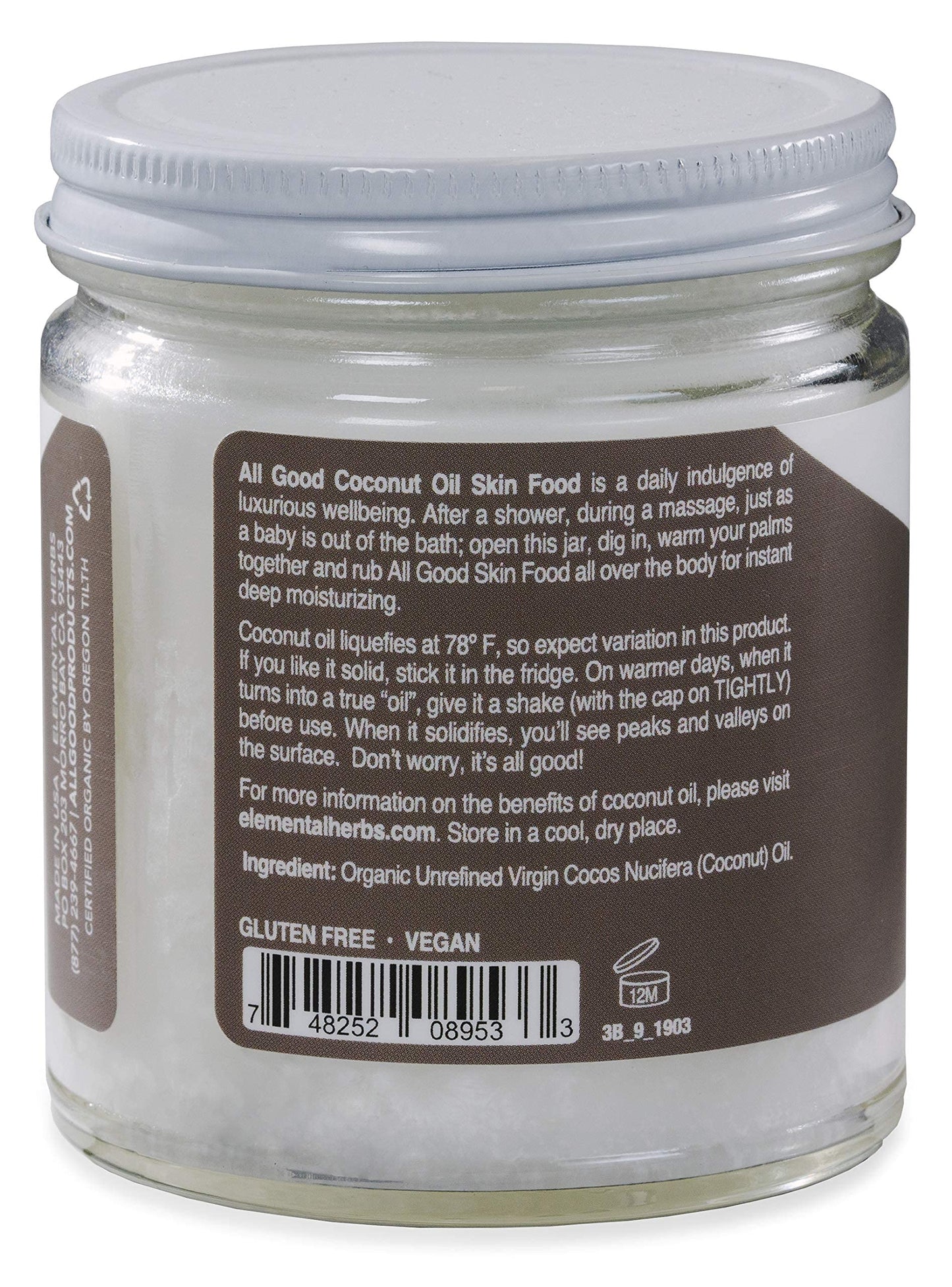 All Good Organic Coconut Oil Skin Food - Natural Moisturizing Skin Care - Non GMO - Vegan (2-Pack) (Coconut)