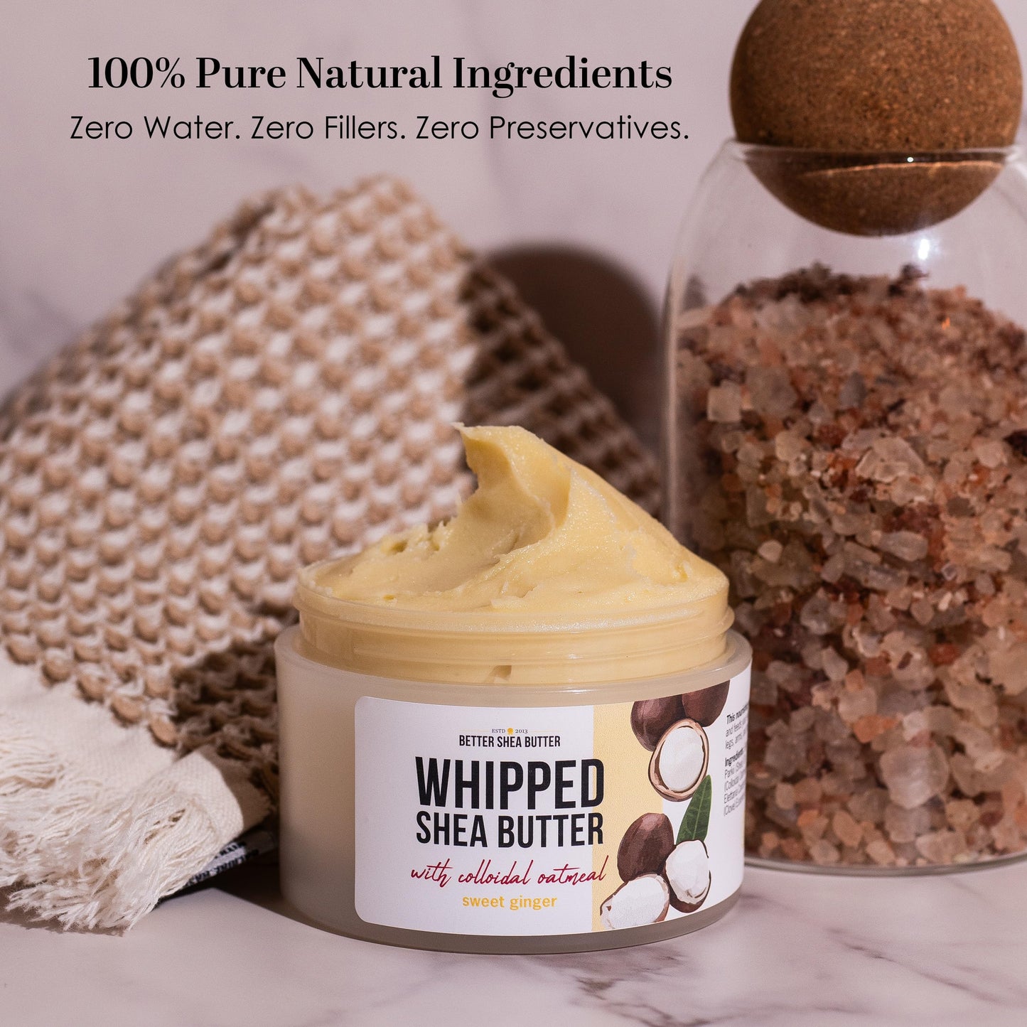 Whipped Shea Butter with Colloidal Oatmeal | Sweet Ginger Essential Oil Blend | Deep Hydration Body Butter for Dry Skin | Water-Free Raw Shea Moisturizer for Men & Women