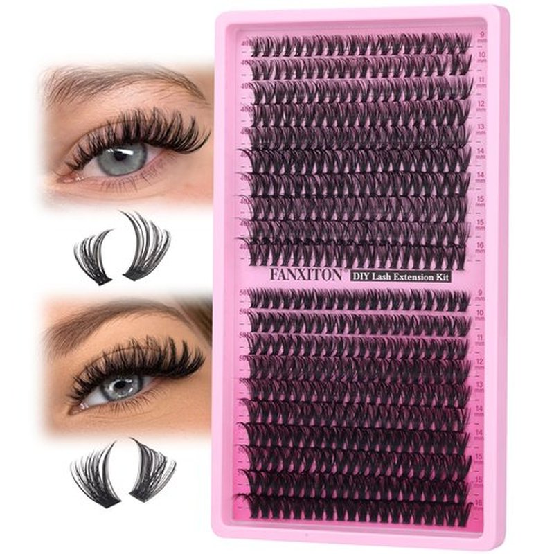 Eyelash Clusters Wispy Lash Clusters 40D+50D Lashes Clusters 400pcs D Curl Eye Lash Clusters Natural Cluster Eyelash Extensions 9-16mm Mix Individual Lashes for Beginners