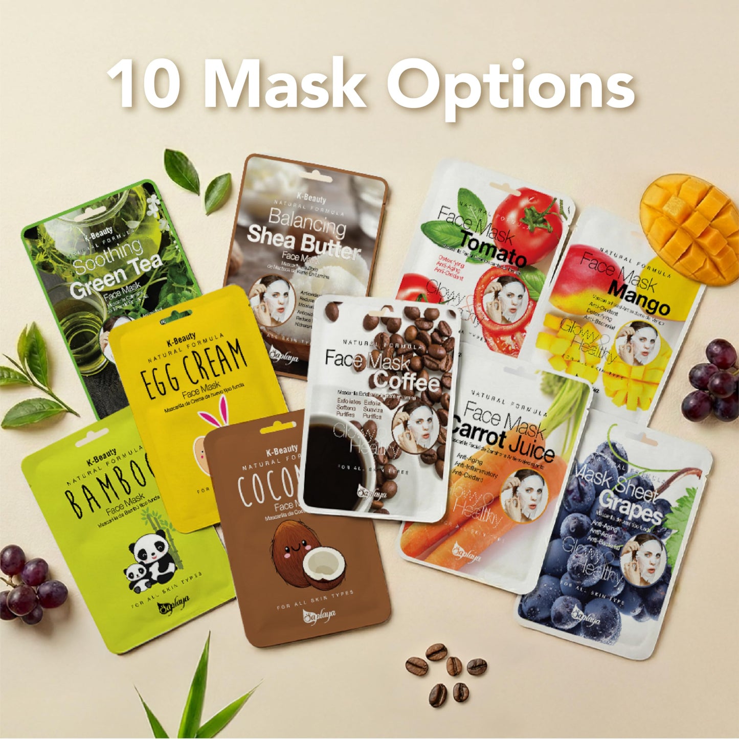 Saplaya K-Beauty Scented Facemask Sheets Skin Care Mask Single Scent Natural Formula Made in South Korea (Tomato 6 Pack)