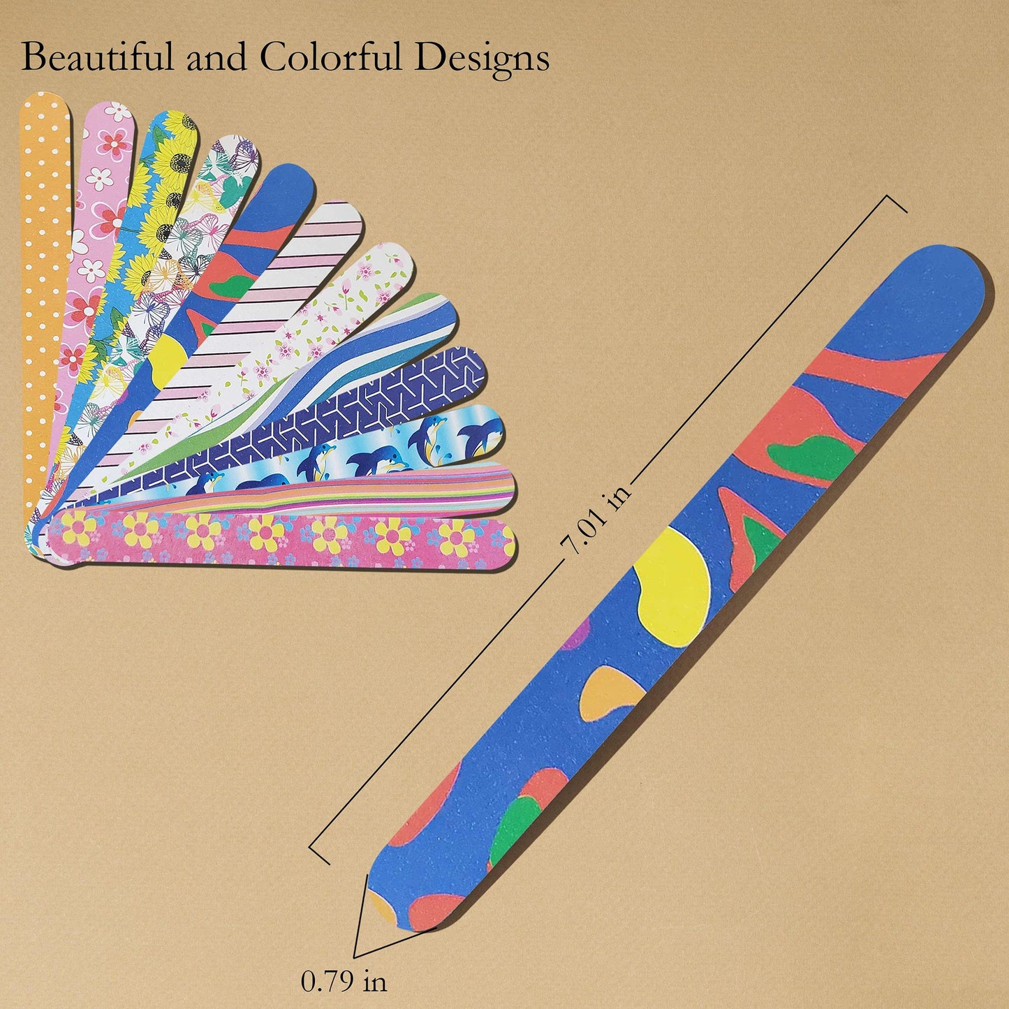 P2P Nails Colorful Nail File Strips - Double Sided Filers for Shaping and Smoothing Toenails and Fingernails - Manicure and Pedicure Nail Buffers - 12 Pack