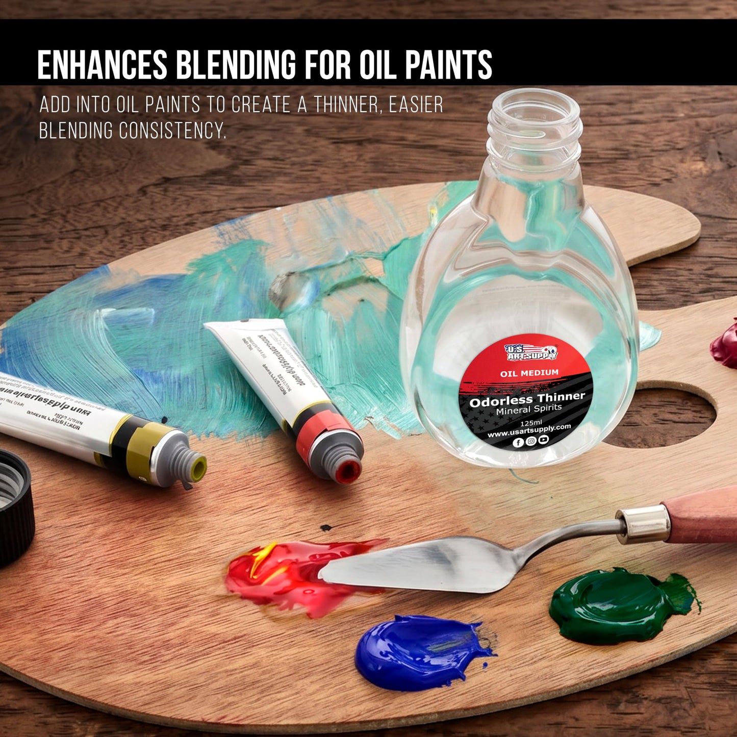 U.S. Art Supply Odorless Mineral Spirits for Cleaning 125ml - Solvent for Artists, Odorless Paint Thinner for Oil Painting