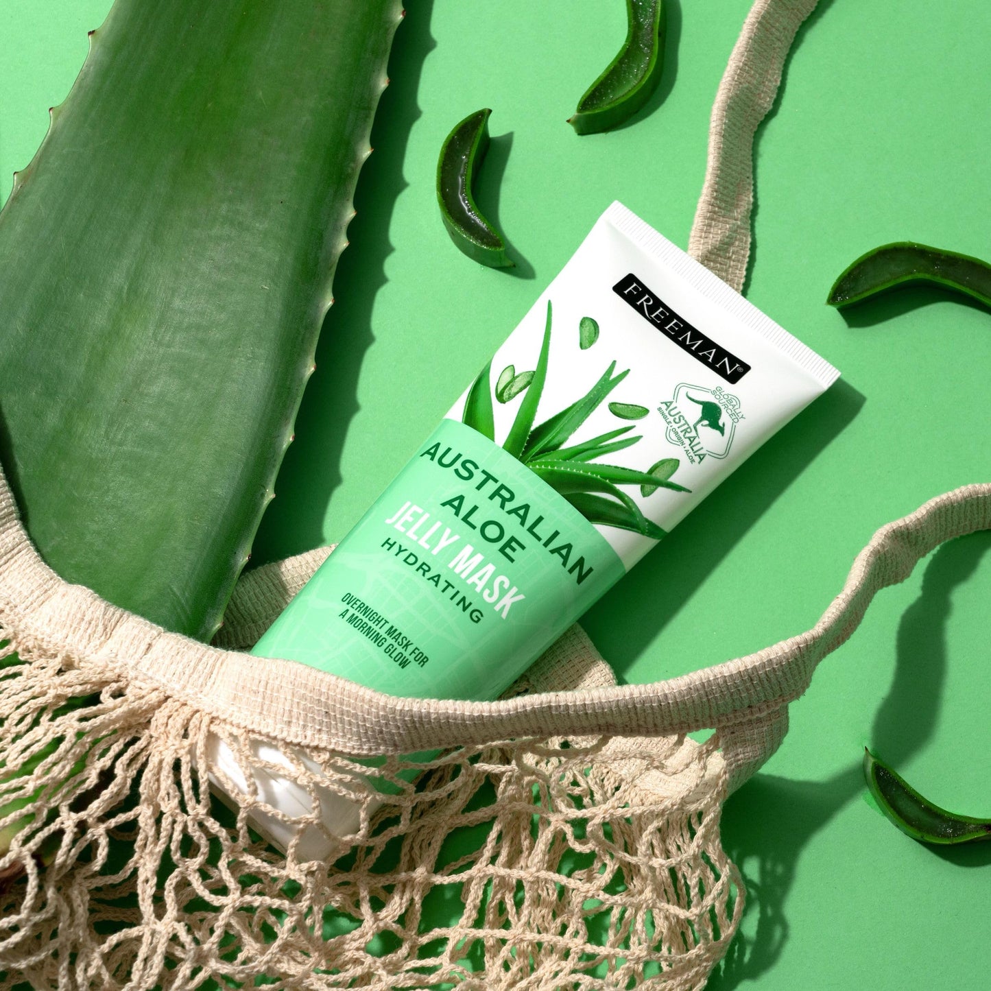 Freeman Exotic Blends Australian Aloe Jelly Mask, Leave-On Overnight Facial Mask, Calm, Soothe Irritation, & Hydrate Dry Skin, Clean Skincare, For All Skin Types, 6 fl. oz./175 ml. Tube