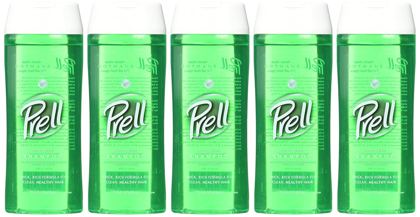 Prell Shampoo, Classic Clean 13.5 Fluid Ounce, 5 Count.