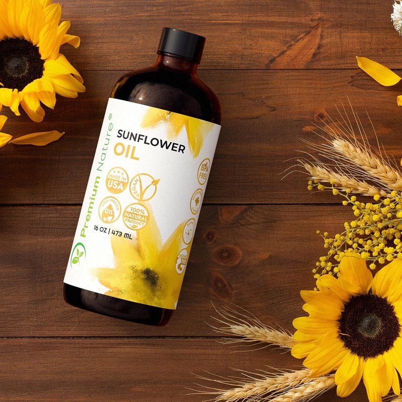 Sunflower Carrier Oil - Cold Pressed Unrefined Seed Oil for Face, Hair & Skin | 16oz