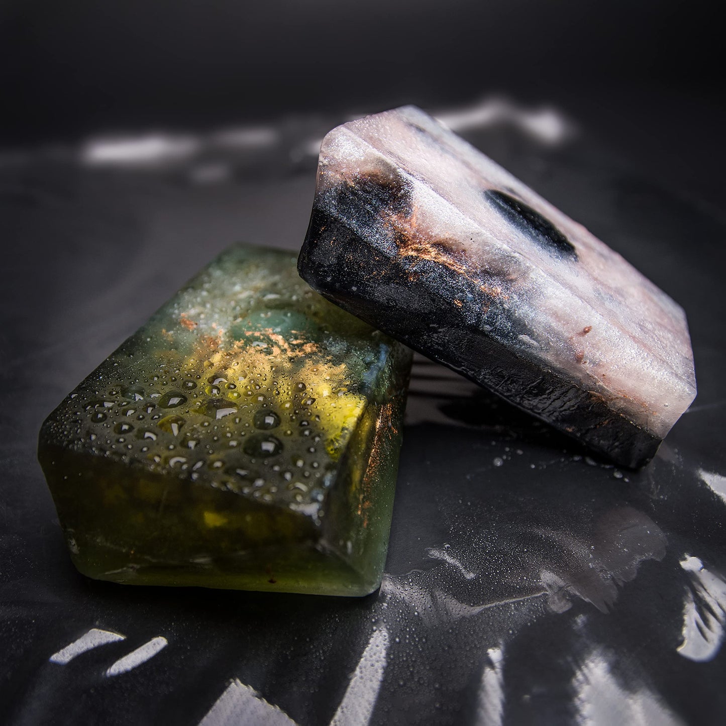 Earth & Home Rock Soap Gift Set of 2- Mothers Day Gift- Decorative Scented Gemstone Soap with Crystals (Jade & Black Obsidian) Inside- with Natural Ingredients & Essential Oil