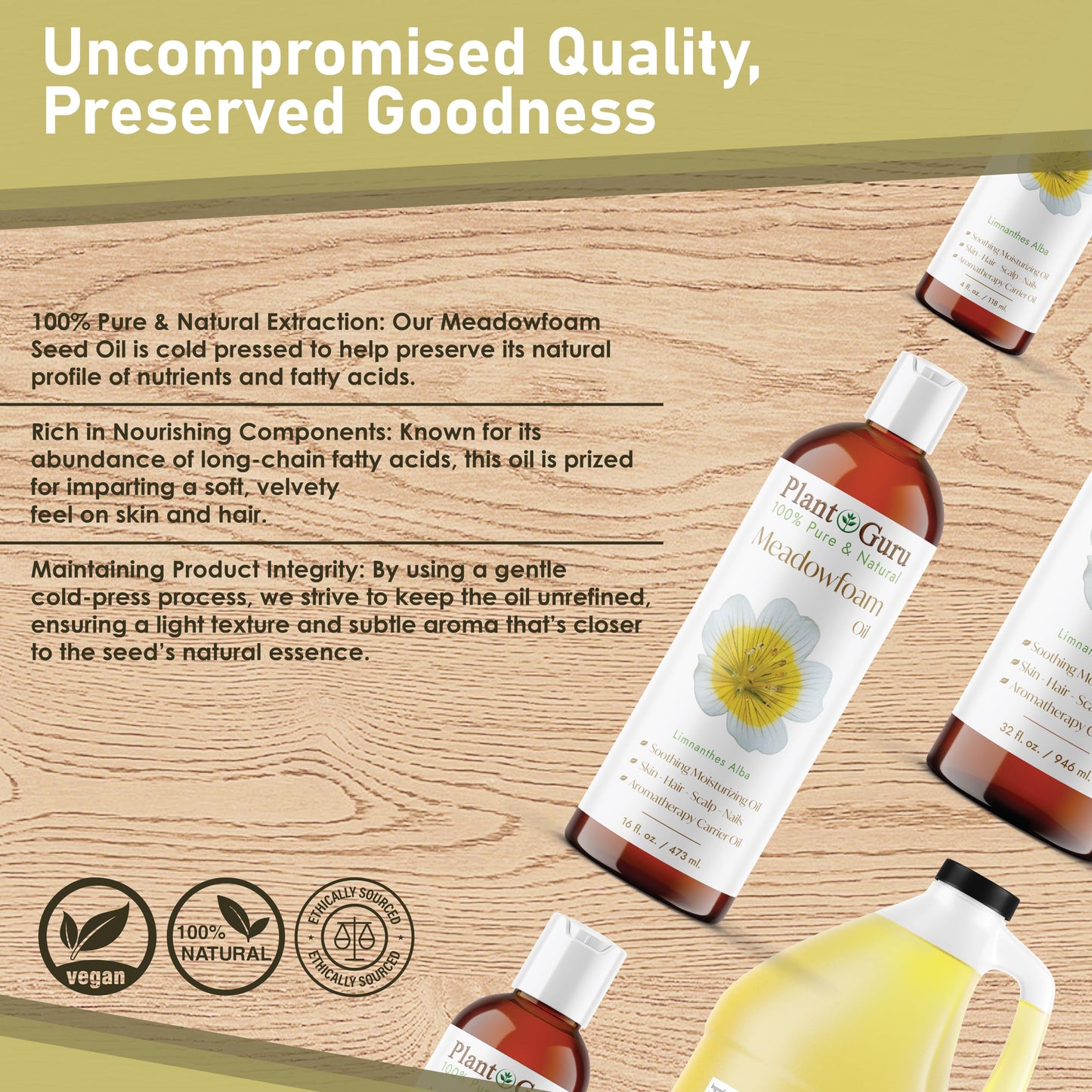 Meadowfoam Oil 16 fl. oz. Cold Pressed 100% Pure Natural Carrier – Skin, Face, Body, and Hair Moisturizer. Ideal for DIY Creams, Lotions, and Lip Balms