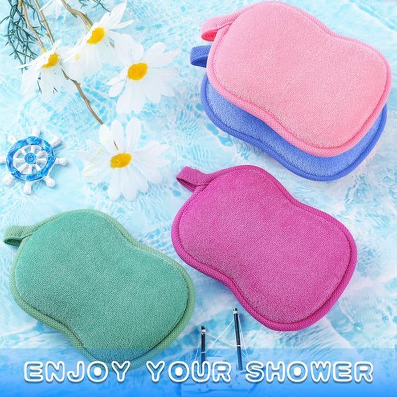 4 Pieces Baby Bath Sponge Cotton Baby Sponge Soft and Absorbent Sponge for Kids Babies Men Women (Red, Purple, Green, Blue)