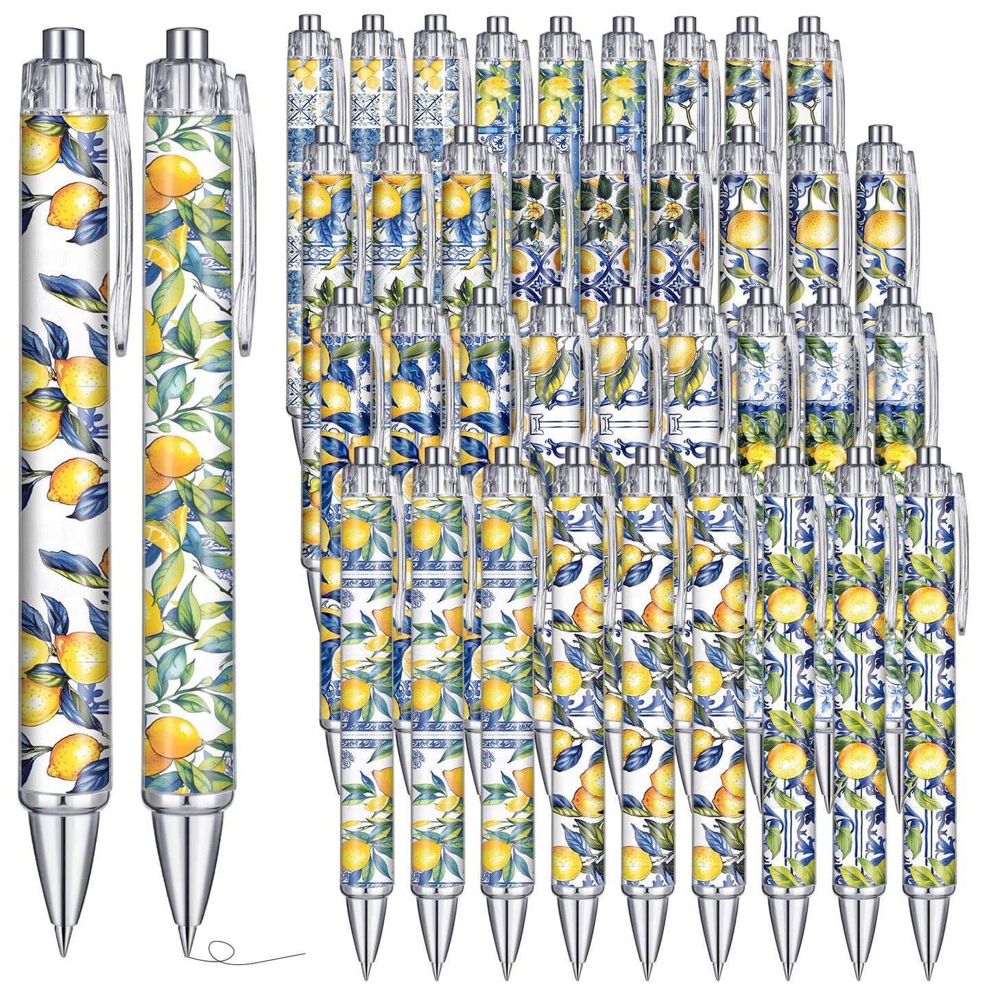 Sayglossy 36 Pcs Italian Lemon Gifts Bulk Ballpoint Pens in Black Ink Amalfi Coast Souvenir Retractable Pens Italian Gifts for Women Girls Students Graduation Birthday Lemon Party Favors