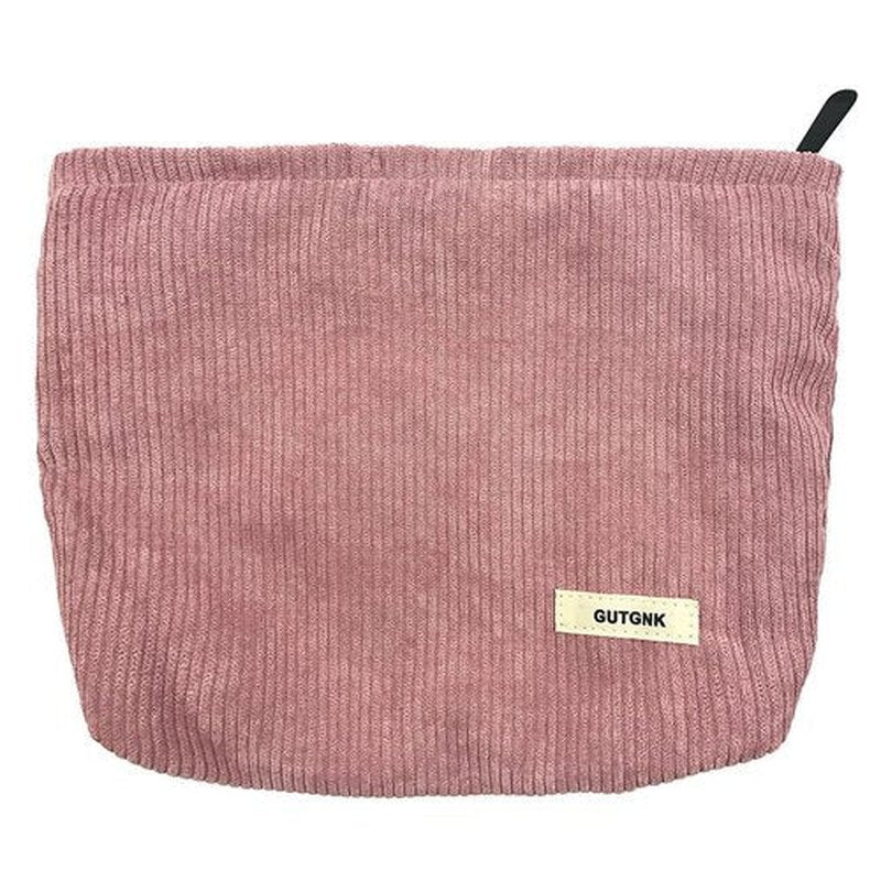 GUTGNK Women's Corduroy Cosmetic Bag, Large Capacity Canvas Cosmetic Bag Travel Toiletry Bag Accessories Organizer, Pink