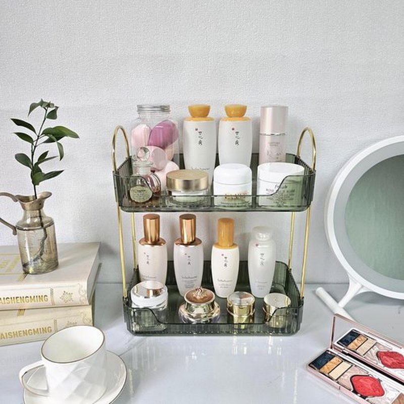 Tidyladyo 2-Tier Vanity Organizer for Bathroom Countertop, Makeup and Skincare Shelf Stand, Space-Saving Cosmetic Storage for Dresser, Counter, and Vanity Top