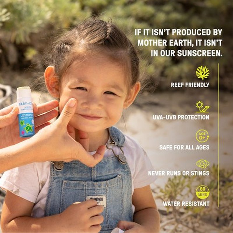 Raw Elements Baby & Kids SPF 30 Organic Sunscreen Stick, Non-Nano Zinc Oxide, Reef-Safe, Cruelty-Free, Gluten & Nut Free, Zero Waste Tube, Travel Sunblock 1.0 oz