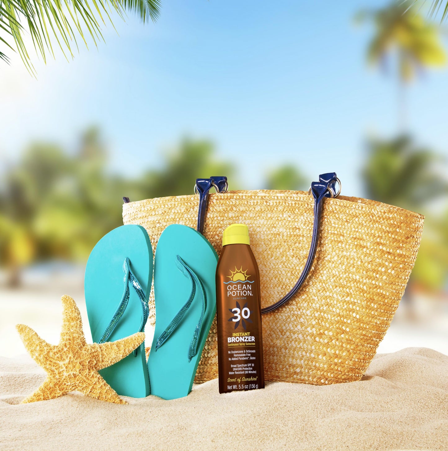 Ocean Potion SPF 30 Sunscreen Spray with Bronzer – Bronzing Sunscreen Mist with Instant Glow, Broad Spectrum Sun Protection with Aloe & Vitamin E, 5.5 oz