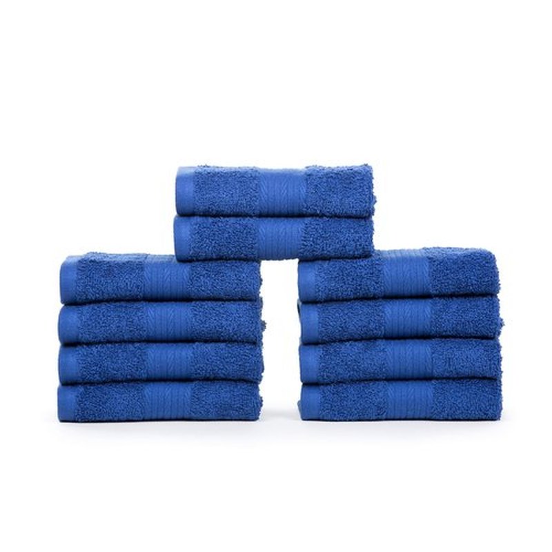 Ample Decor Wash Cloths Pack of 10 12 X 12 Inch 100% Cotton 600 GSM, Soft Absorbent and Reusable Fingertip Towels, Oeko Tex Certified Ideal for Bathroom and Powder Room - Navy