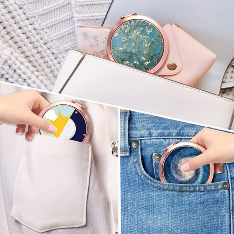 Dynippy Compact Mirror Rose Gold Makeup Mirror Folding Mini Pocket Mirror Portable Hand Mirror Double-Sided 2 x 1x Magnification for Woman Girls (Galaxy Space)