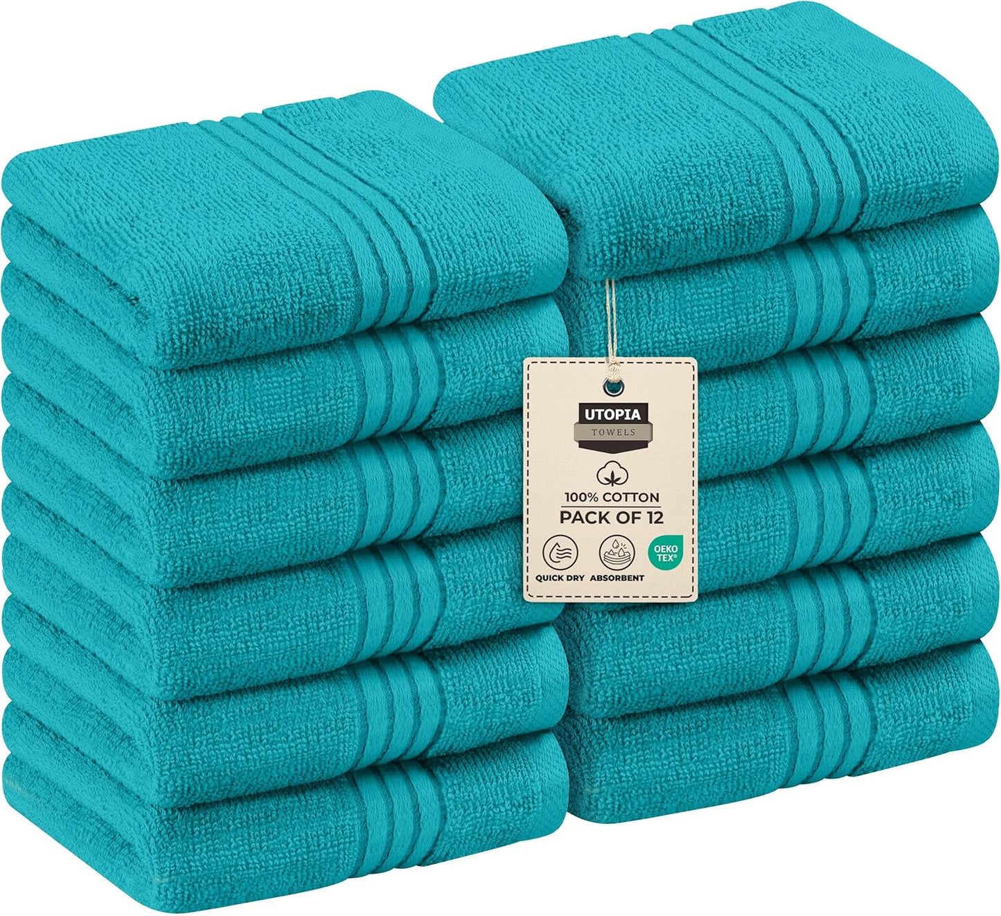 Premium 12-Pack Cotton Wash Cloths - Highly Absorbent & Soft 12x12 for Bathroom, Spa, Gym - Plum