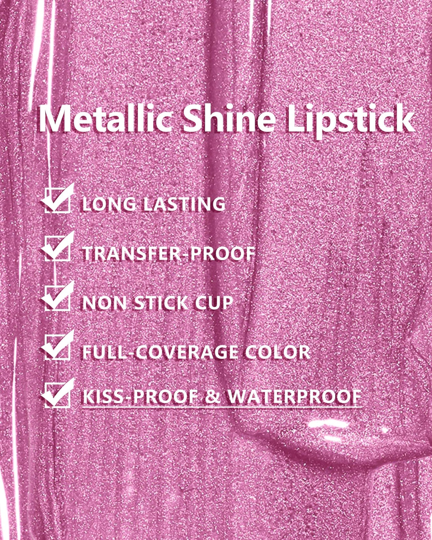 MAKI YIKA Pink Lipstick for Women Metallic Lipsticks Glitter Long Lasting Lipstick No Smudge No Transfer Liquid Lip Gloss (BR012 Paradise)