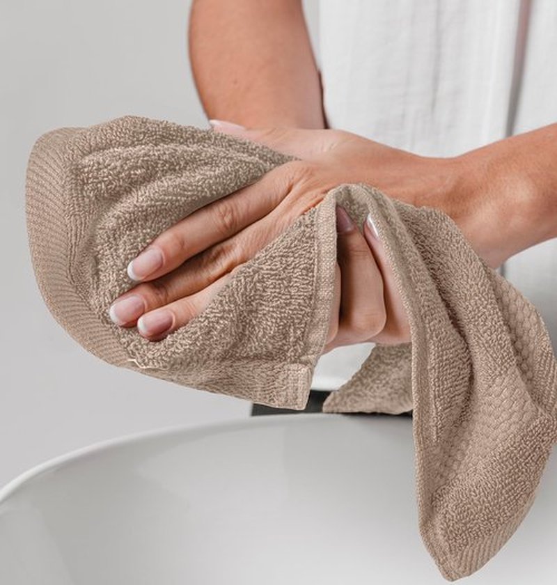 White Classic Luxury Washcloths for Bathroom-Hotel-Spa-Kitchen-Set - Circlet Egyptian Cotton - Highly Absorbent Hotel Quality Face Towels - Bulk Set of 12-13x13 Inch (Taupe)