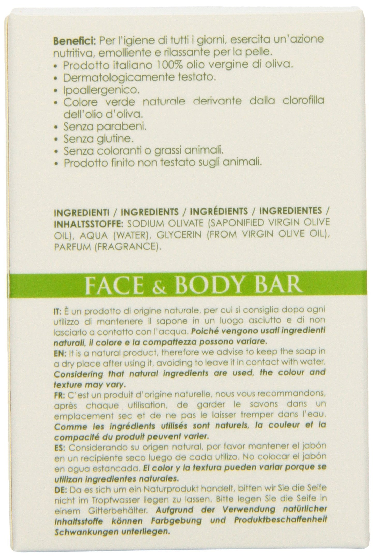 Olivella Face and Body Soap, Scented All-Natural 100% Virgin Olive Oil from Italy, 5.29-Ounce Bars (Pack of 12)