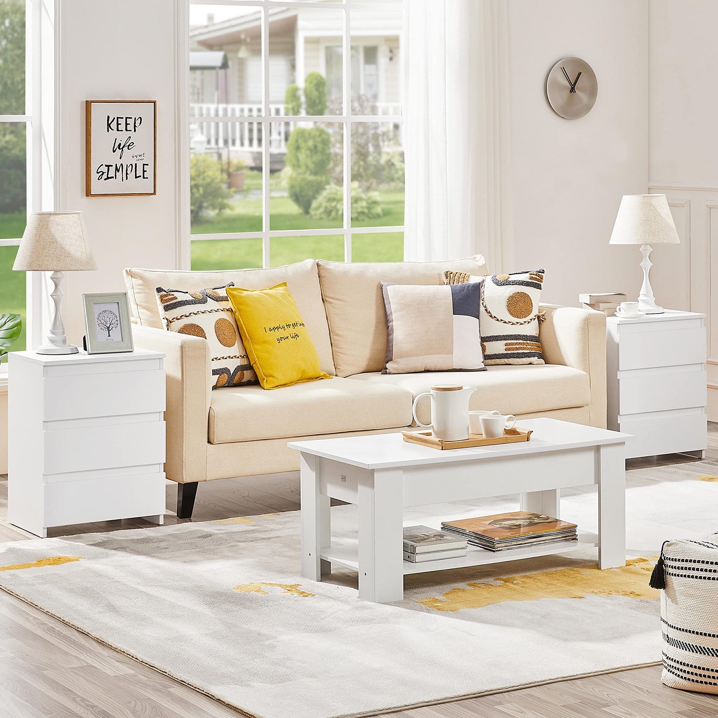 Yaheetech Nightstand with 3 Drawers, Wooden Bedside Table with Storage, Bedside Storage Cabinet Unit with Sturdy Base for Bedroom/Small Space, White