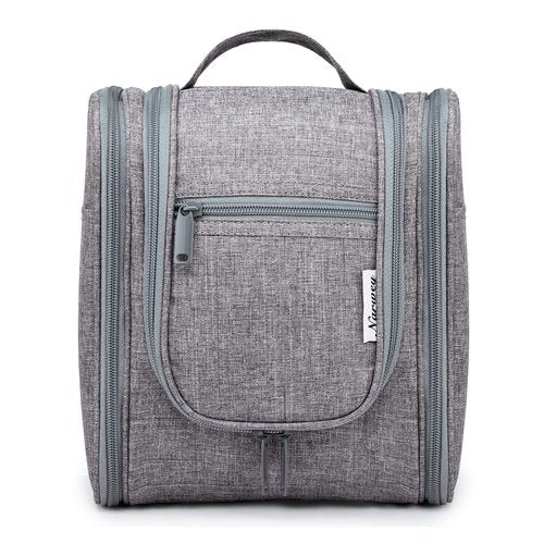 Narwey Small Hanging Travel Toiletry Bag Cosmetic Make up Organizer for Women and Men (Medium, Grey)