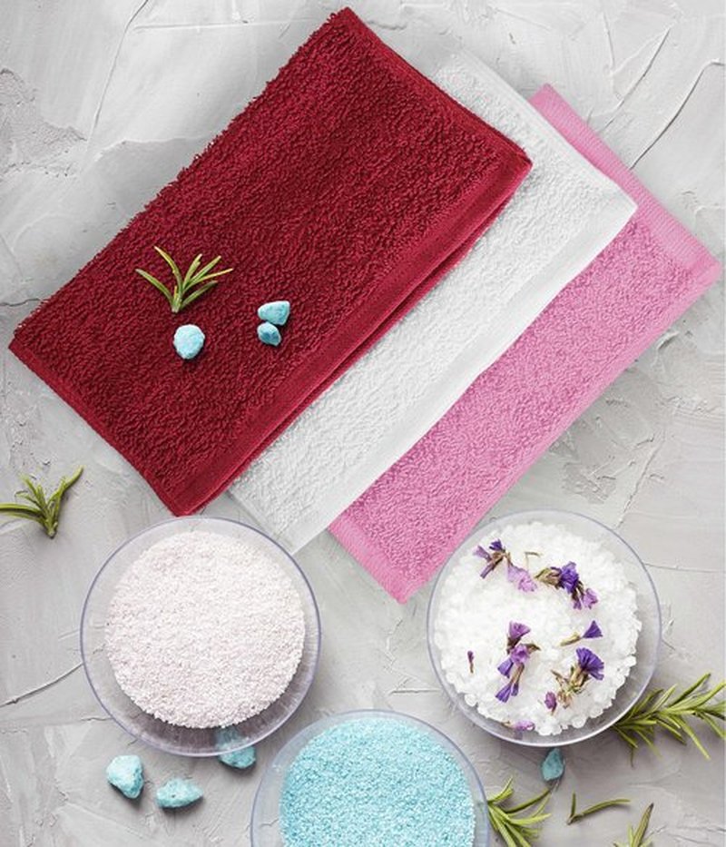 Towel and Linen Mart 100% Cotton - Wash Cloth Set - Flannel Face Cloths, Highly Absorbent and Soft Feel Fingertip Towels (Grey) (Grey, 12) (Red, White & Pink, Pack of 12)