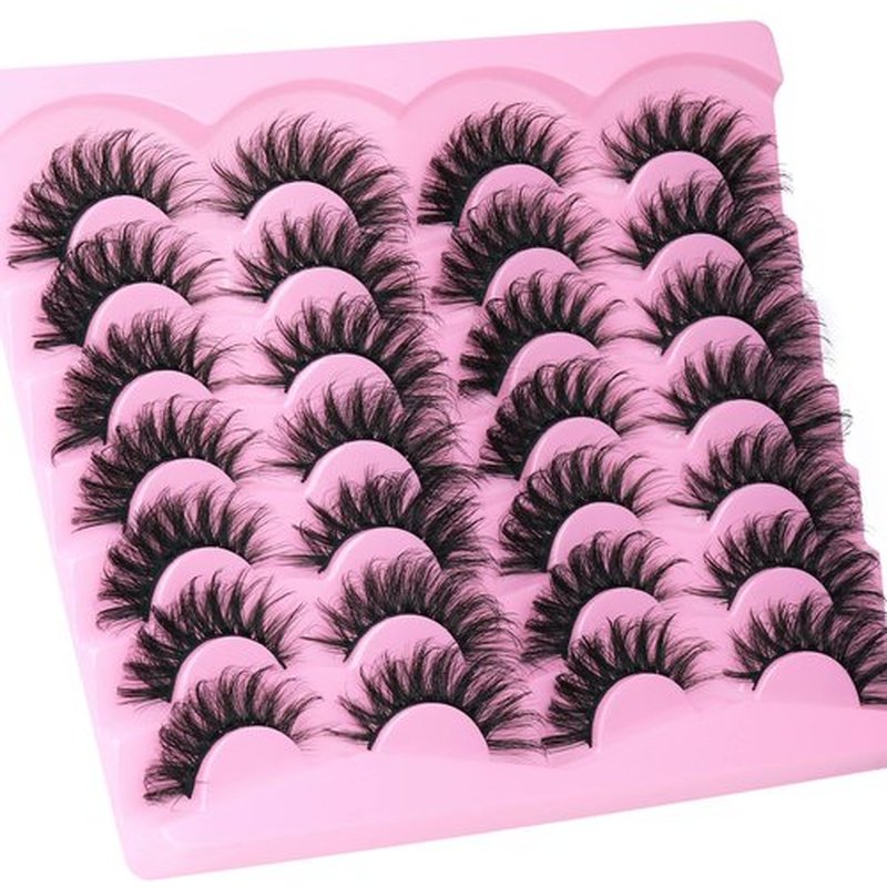 Fox Eye Lashes Natural False Eyelashes Fluffy Mink Lashes Cat Eye Lashes 18mm Wispy Faux Mink Eyelashes Pack C Curl Strip Fake Eyelashes by TNFVLONEINS