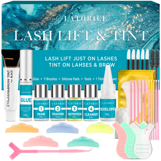 Lash Lift kit at Home Salon: Professional Eyelash Perm Kit for Beginner - Black Eyelash Eyebrow Curling Set (41 ml)