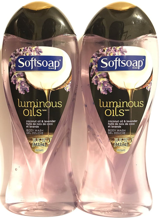 Softsoap Body Wash - Luminous Oils - Coconut Oil & Lavender - Net Wt. 15 FL OZ (443 mL) Per Bottle - Pack of 2 Bottles