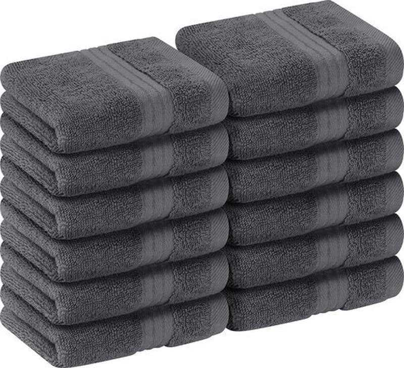 Utopia Towels - Luxury Wash Cloths Set (12 x 12 Inches) 600 GSM 100% Cotton Ring Spun, Highly Absorbent and Soft Feel Washcloths for Bathroom, Spa, Gym, and Face Towel (Grey) (216 Pack)