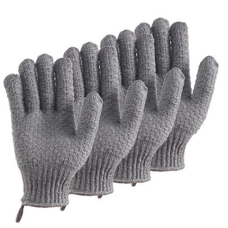 CLEEDY Bath Exfoliating Gloves - 2 Pairs of Lengthened and Large Scrubbing Gloves for Shower, Spa, and Massage - Perfect for Exfoliating Body, Face, Hands, and Feet(2 paris gary)